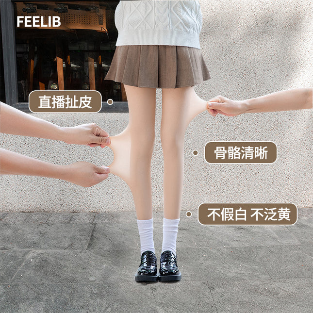 Light leg artifact autumn and winter leg pressure double-layer fleece-lined leggings bare feeling hair removable replacement stockings
