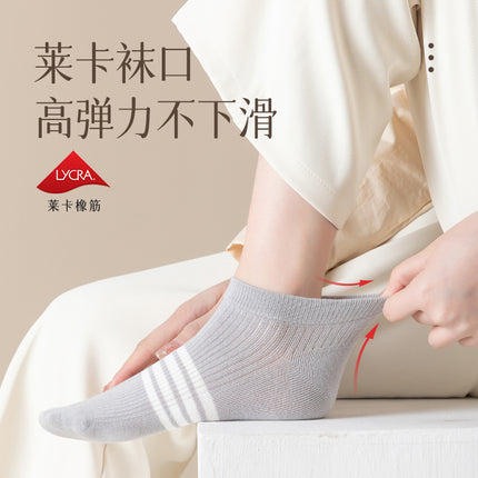 Women's socks wholesale spring and summer simple antibacterial socks deodorant sweat-absorbent boat Socks ins trendy striped short tube women's socks summer