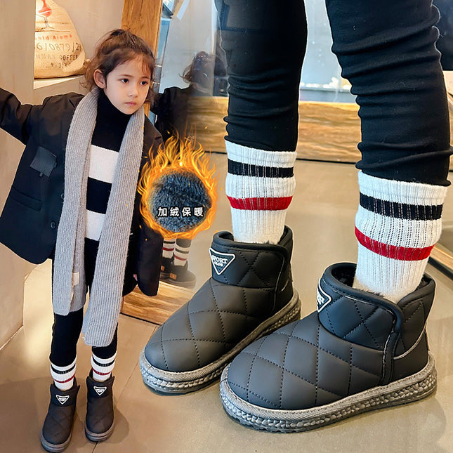 Children's Snow Boots 2025 Winter Style Boys' Fleece-Lined Thickened Short Boots Girls' Snow Cotton Toddler Baby Cotton Shoes Winter Boots