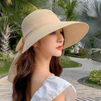 Peach hat linen - beige / M（56-58cm）