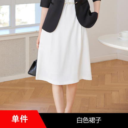 White small suit jacket women's summer thin 2024 summer high-grade mid-sleeve suit dress professional suit skirt