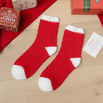 Coral fleece Christmas socks autumn and winter thick tube socks New Year gift socks cartoon Christmas socks cross-border wholesale