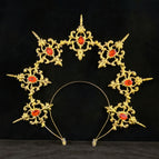 Golden tip outward + red beads