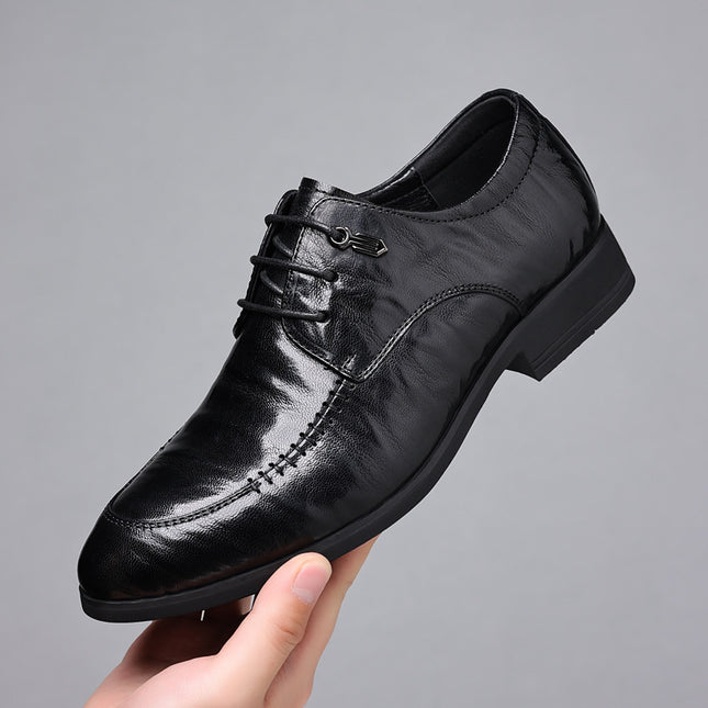 Leather Shoes for Men, Genuine Leather, British Style, Business Formal Casual Shoes, Groom's Wedding Shoes, Versatile, Breathable, Soft-Soled Leather Shoes