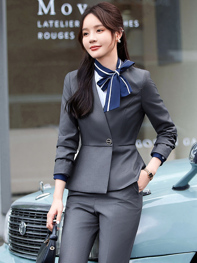 Fashion overalls suit stewardess business attire female temperament beautician front desk jewelry store sales department spring and autumn tooling