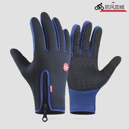 Riding Gloves for Men and Women Touchscreen fleece-lined Thickened Warm Autumn and Winter Electric Vehicle Waterproof Windproof Anti-slip Cold-proof