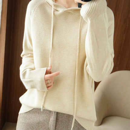 Lazy Style Hoodie Sweater for Women in Autumn and Winter Thickeneded Loose Knitted Hoodie Jacket for Women with Trendy Long-Sleeved Tops