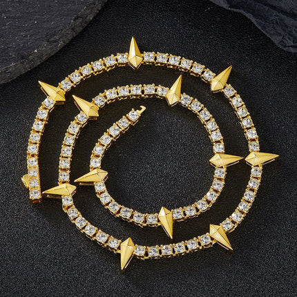 Hip-hop rap fluorescent black panther necklace high quality all-match trendy men's alloy diamond tennis chain Cuban chain wholesale