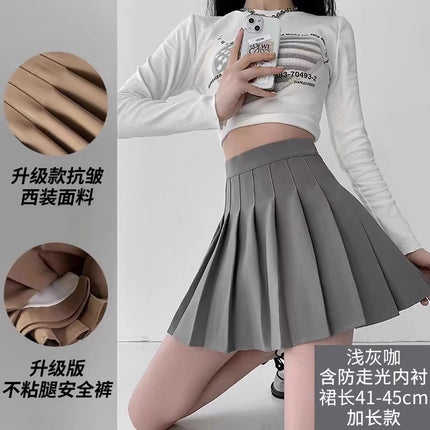 Dark Gray Woolen Pleated Skirt Short Skirt for Women Autumn and Winter 2026 New High-Waisted Slimming Look Preppy Jk Half-Length A-Line Skirt