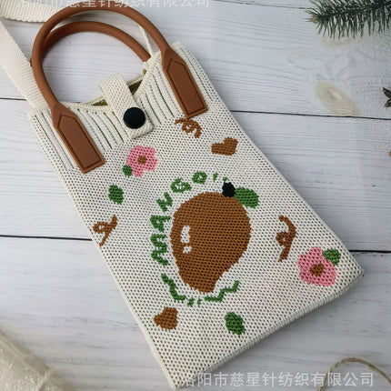 Girl's Heart-Shaped Knitted Crossbody Bag