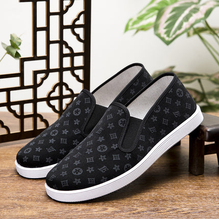 Wholesale Old Beijing Cloth Shoes for Men, Breathable Sweat-Absorbent Rubber Soles, Work Casual Men's Shoes, Handmade Thousand-Layer Sole Vulcanized Shoes