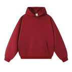 Burgundy-pure cotton hooded sweatshirt / S (recommended 55kg )