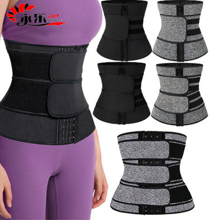 Cross-Border Sweat-Inducing Waist Trainer with Zipper and Snap Buttons, Women's Waist Cincher, Slimming Belt, Sports Waist Shaper