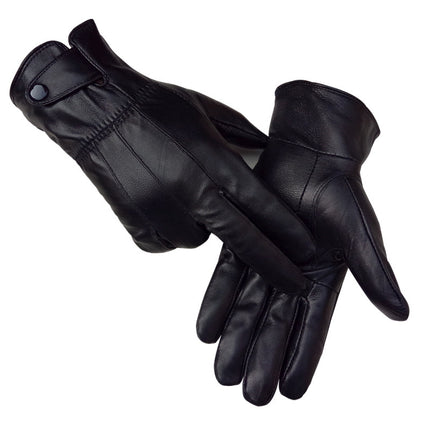 Leather Gloves Men's Winter Velvet Thickeneded Cycling Windproof Waterproof Warm Touch Screen Motorcycle Cotton Winter Cycling Gloves