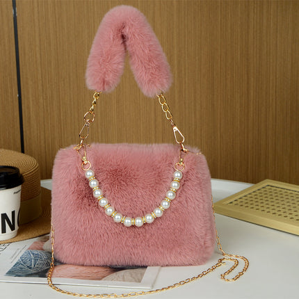 Cross-border Autumn and Winter Plush Bag New Style Bag Women's Ins Niche Chain Crossbody Bag Fashionable Small Square Bag Mao Mao Bag