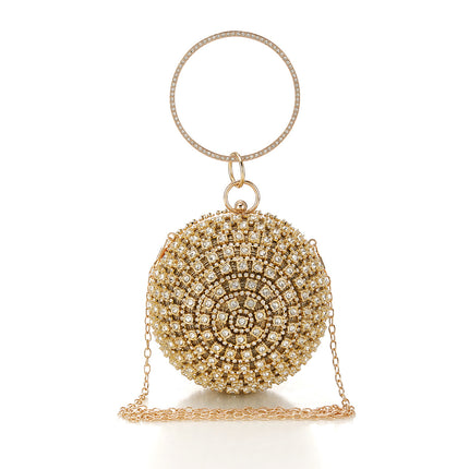 Cross-border hot rhinestone spherical ball evening bag evening bag hand handbag European and American shoulder messenger bag for women