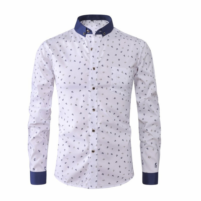 2026 Foreign Trade Spring and Autumn Men's Printed Shirts New European and American Style Men's Floral Color-Blocking Long-Sleeve Shirts Plus Size