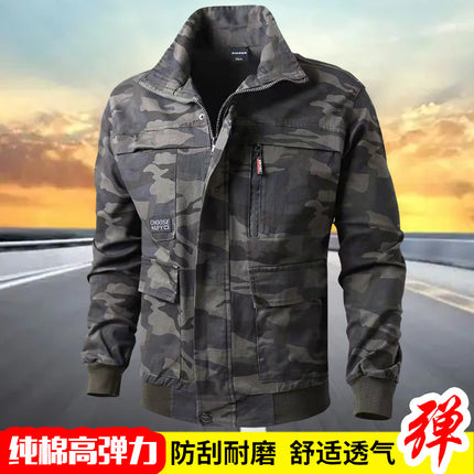 Work Clothes Jacket Men's Spring and Autumn Thickened Anti-scalding Wear-resistant Electric Welding Overalls Auto Repair Site Labor Protection Clothing Overalls