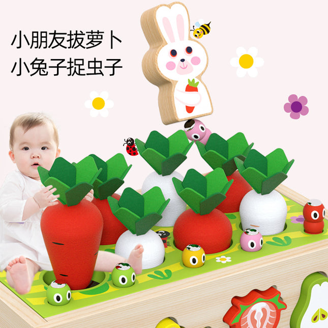Children's Educational Toys Farm Carrot Pulling Toy Shape Matching Building Blocks Intelligence Car Baby 1-3 Years Old 2 Gifts