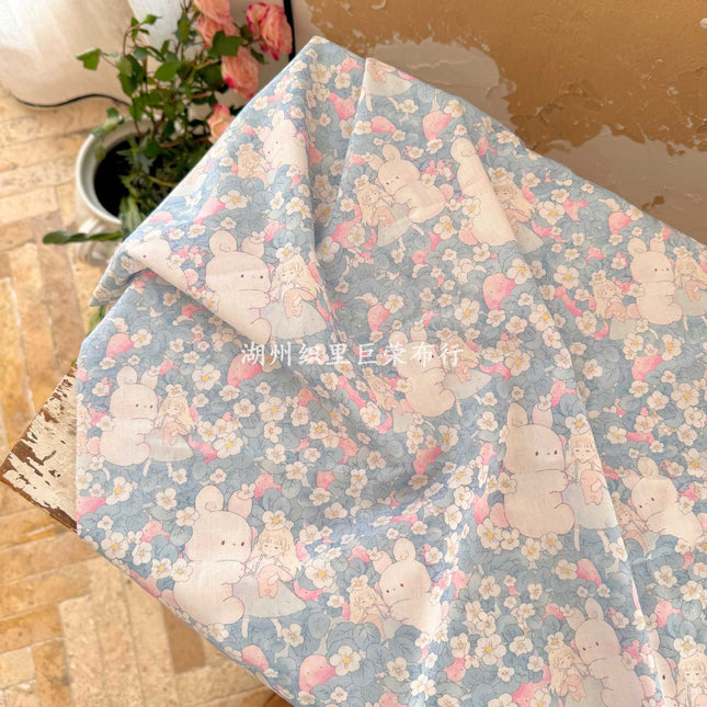 Cotton 40 digital printed fabric cute cartoon cotton floral cloth cute girls women's clothing children's clothing parent-child