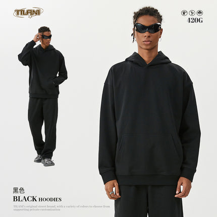 TILANI Men's 2025 Heavy Terry Sweater Pants American Style Trendy Brand Solid Color Trendy Men's suit Hoodie Straight Pants
