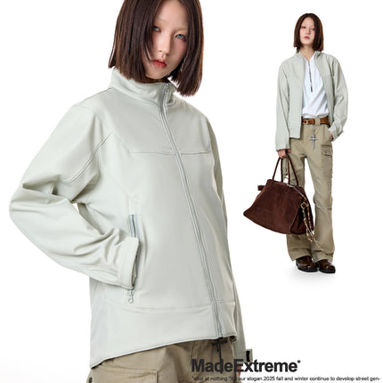 MADEEXTREME Gamma Bird Men's Thin Velvet Outdoor Casual Three-proof Collar Zipper Charge Jacket Coat