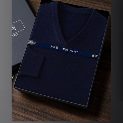 Men V-Neck Andy Velvet Knitted Sweater Pullover 8 Colors S-XXXL Loose Autumn Winter 2024 / Pull Col V Velours Andy Homme 8 Couleurs S-XXXL Ample Automne Hiver 2024