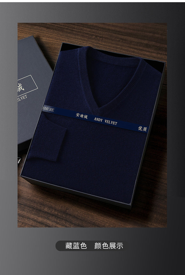 Men V-Neck Andy Velvet Knitted Sweater Pullover 8 Colors S-XXXL Loose Autumn Winter 2024 / Pull Col V Velours Andy Homme 8 Couleurs S-XXXL Ample Automne Hiver 2024