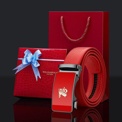 King's Paul 2025 New Arrival Belt Men's Red Year of the Snake Men's Belt Automatic Buckle Belt Gift