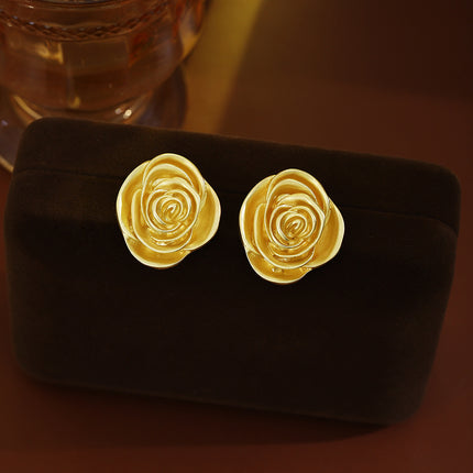 European and American Style Simple Elegant Metal Wind Ring Earrings Retro Exaggerated Irregular Electroplating High-grade Earrings for Women