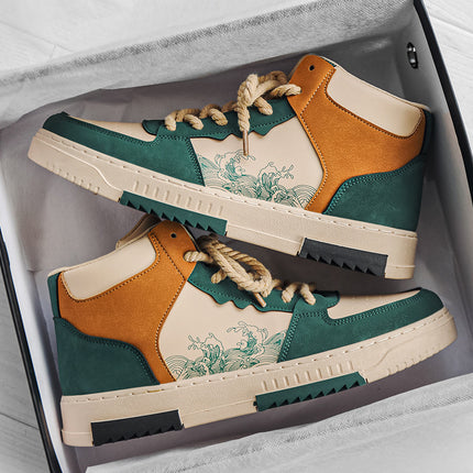 Men's Shoes Autum New High-Top Sports and Leisure Korean Style Trbottomyy Versatile Youth Thick-Soled Board Wholesale Aj Trbottomy Shoes