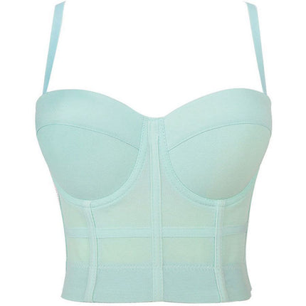 Cross-Border Trade Women's Tube Top Push-Up Bra Solid Color Mesh Fishbone Bra Camisole Top Wholesale Sexy Style