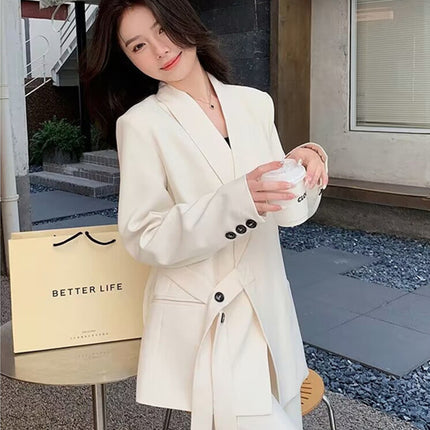White High-End Suit Suit for Women 2025 Spring New Design Niche Elegant Suit Wide-Leg Pants Two-Piece Set