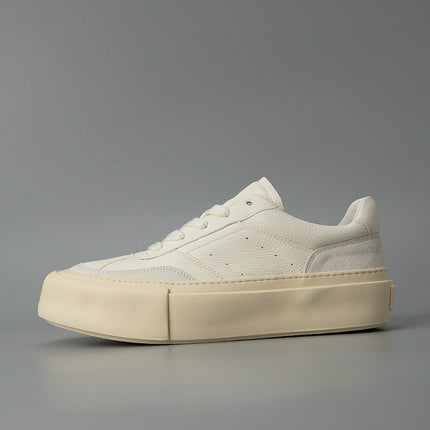 Thick Sole Board Shoes Simple Business Sports Leisure Style Design Sense Trendy Shoes Cowhide Men's Explosive Genuine Leather Low-Top Board Shoes