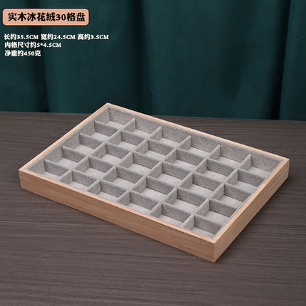 Ice Velvet gray solid wood bamboo wood jewelry plate ring earrings necklace pendant bracelet watch jewelry tray