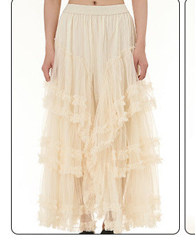 Fresh and Sweet Design Sense Mesh Skirt 2024 Spring New Fashion Brand Women's Fashion All-match Skirt 11196