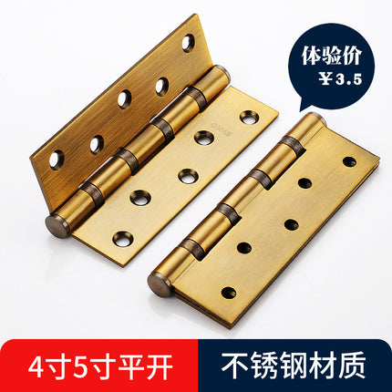4 Inch 5 Inch Thickened Stainless Steel Flat Hinge Heavy Duty Wooden Door Steel Door Hinge Door Mute Bearing Folding Loose Sheet