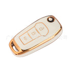 3 keys ivory white + gold edge