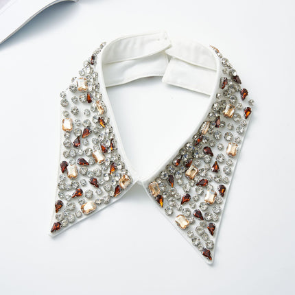 Spring and Autumn Versatile Pointed Collar with Rhinestones, Women's Shirt Sweater Decoration, Elegant Fake Collar, Cross-Border Wholesale