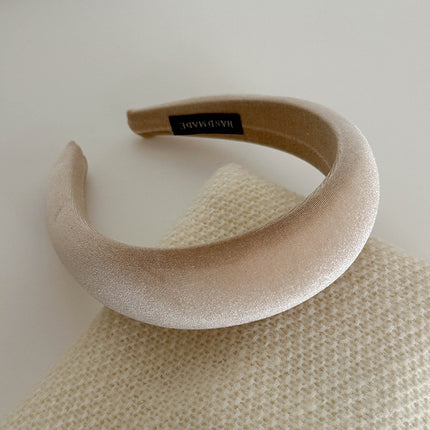 Autumn and Winter Vintage Velvet Headband New High Cranial Top Wash Face Fixed Pressed Hair Stamp All-match Hair Bundle Headwear Headband for Women