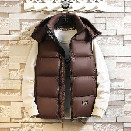 Black gold vest men's winter thickened cold-proof outer wear down cotton vest loose plus size coat one-piece delivery