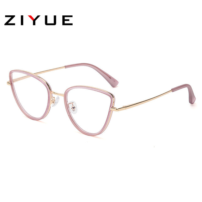 European and American fashion flat glasses women's foreign trade creative metal cat's eye glasses frame trend anti-blue light flat glasses