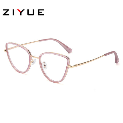 European and American fashion flat glasses women's foreign trade creative metal cat's eye glasses frame trend anti-blue light flat glasses