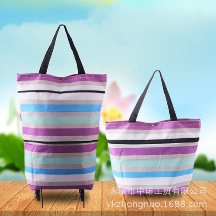 Factory Direct Supply Printed Oxford Cloth Foldable Shopping Bag Household Handbag with Tug