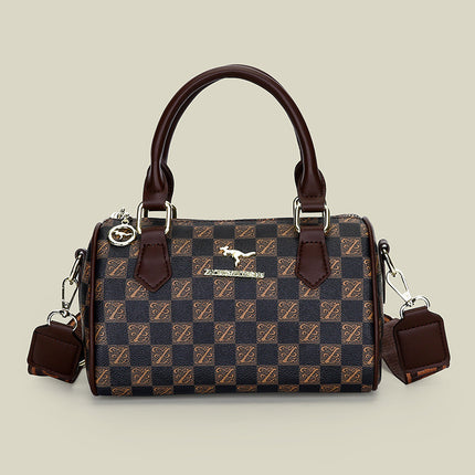 Cross-Border Women's Bag 2025 New Retro Printed Boston Handbag Trendyy Bag Versatile Shoulder Pillow Bag