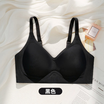 Summer Breathable Large Size Underwear Anti-Sagging Thin Push-Up Jelly Underwear Upper Support Breast Fixed Cup Women's Bra