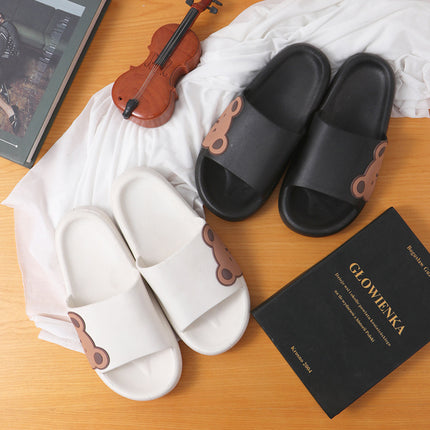 New Cartoon Slippers Women's Summer Home Indoor Thick Sole Shit Bear Slippers Bathroom Slippers Men's Summer