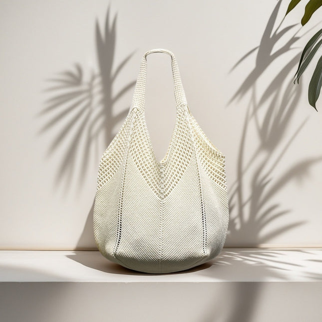 2025 New Cross-Border Bags, Japanese and Korean Tote Bags, Straw Bags, Knitted Bags, Hollow Bags, Beach Bags, Woven Bags for Women