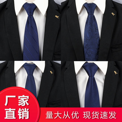 Tie Men's Forsuit Business Blue Striped Shirt Suit Hands Lazy People Zip-Free Wedding Trend