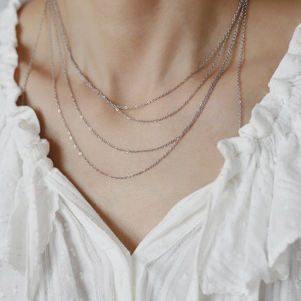 European and American simple versatile thin chain plain chain high temperament necklace clavicle chain women with dress shirt jewelry